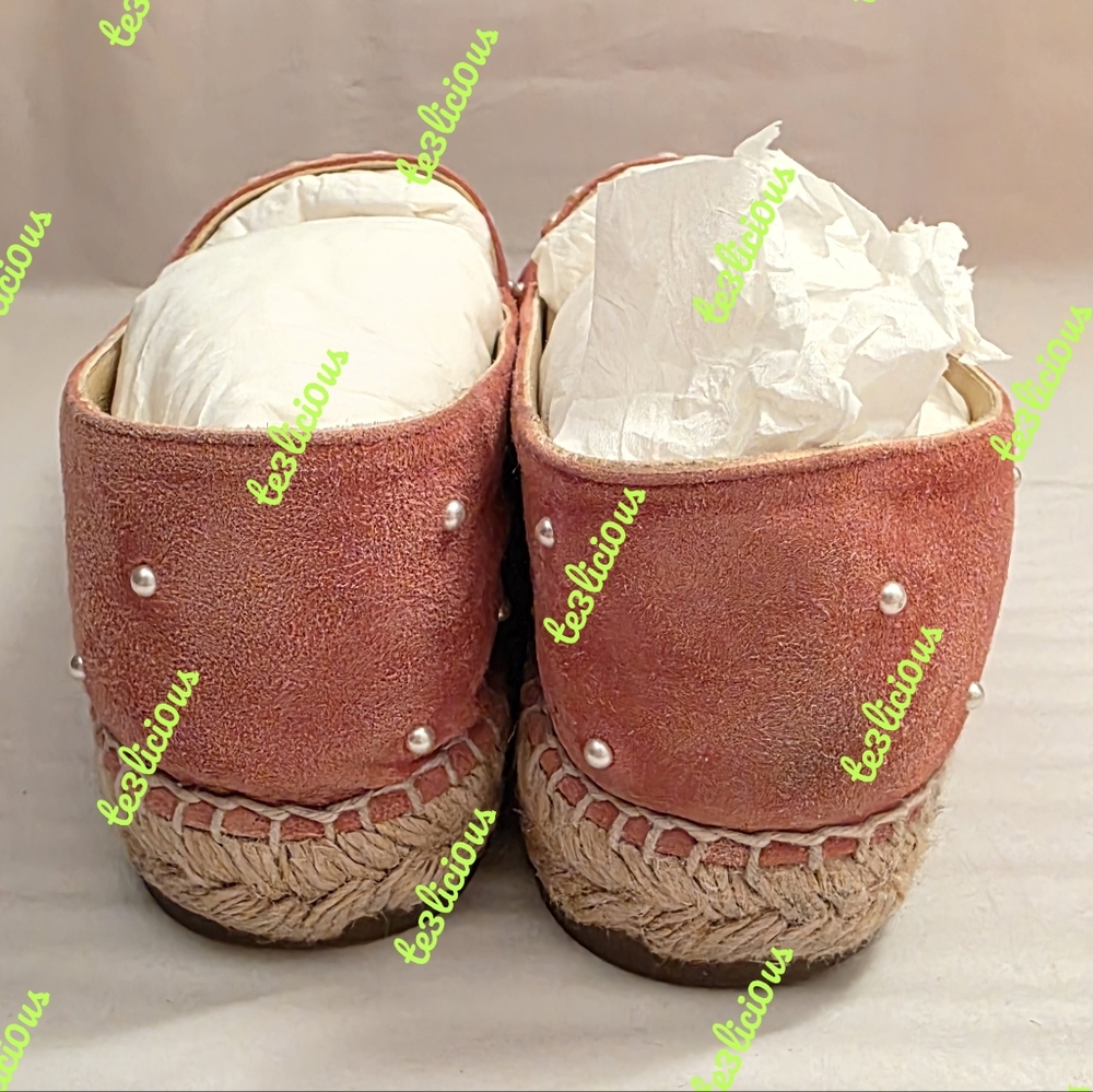 CHANEL 17B SUEDE PEARL PINK ESPADRILLES SIZE 38 *PRE-OWNED* - Picture 4 of 13